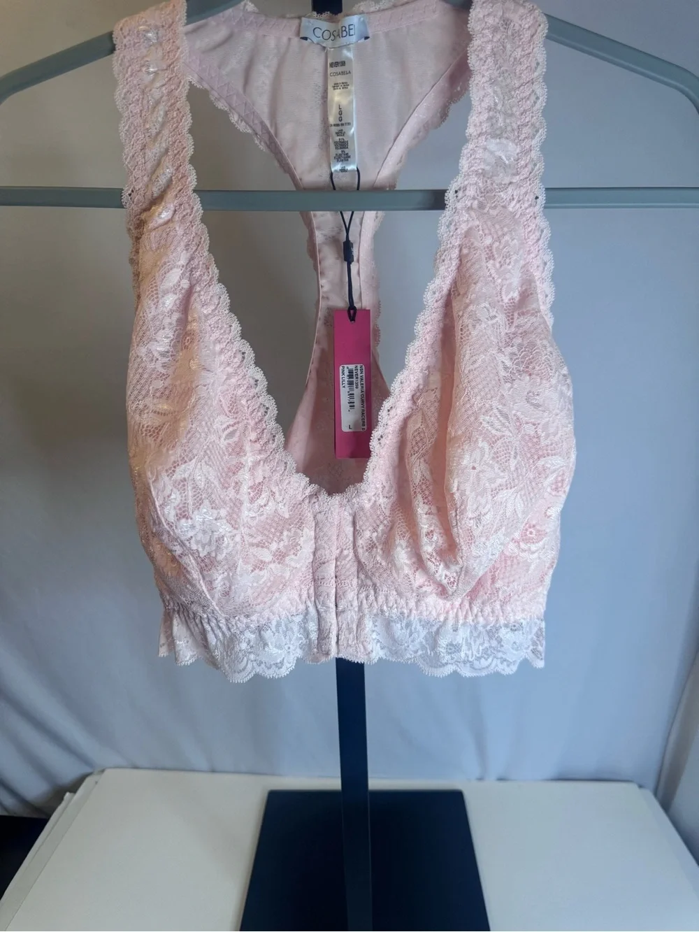 Cosabella Pink Lace Bralette - Soft Women's Intimates Front Clips Curvy L